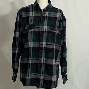 Green and Gray Casual Button Down Shirt with Plaid Design
